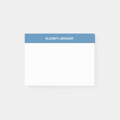 Solid Steel Blue Background Name Monogram Post_it Notes