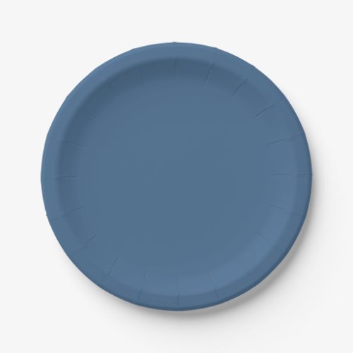 Solid steel blue paper plates