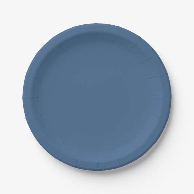 Solid steel blue paper plates (Front)