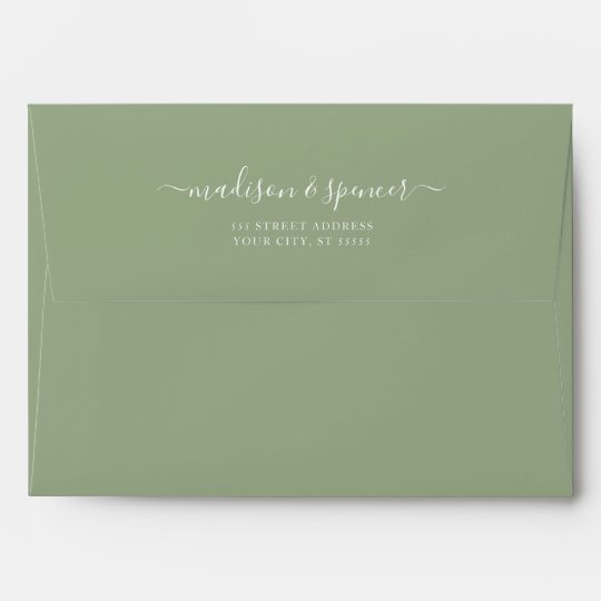 Solid Succulent Sage Green Wedding 5x7 Envelope