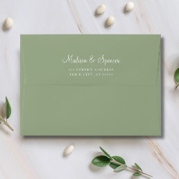 Solid Succulent Sage Green Wedding 5x7 Envelope