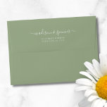 Solid Succulent Sage Green Wedding 5x7 Envelope<br><div class="desc">Solid Succulent Sage Green Wedding 5x7 envelope A customizable handwriting solid sage green 5X7 envelope with a white lining inside. This personalized elegant solid sage green envelope is a classy way to send invitations. Personalize this design with your own handwritten return address on the back flap. Perfect for birthday, wedding,...</div>