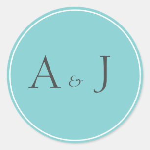 Solid teal round stickers