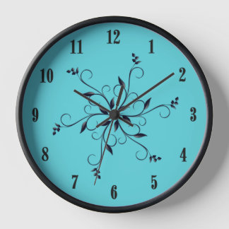 Solid Teal with Black Numbers and Accent Clock