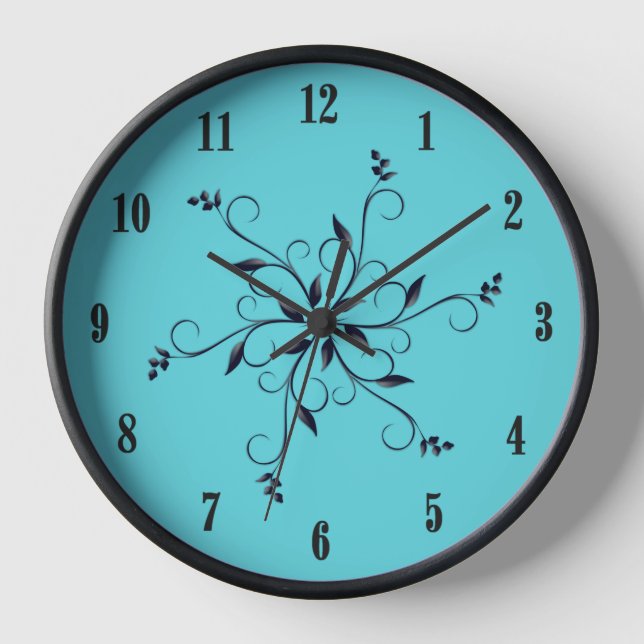 Solid Teal with Black Numbers and Accent Clock (Front)