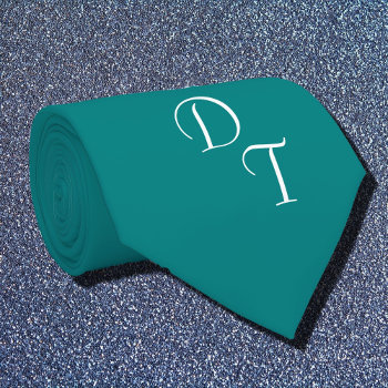 Solid  Teal    - Your Monograms Neck Tie by almawad at Zazzle