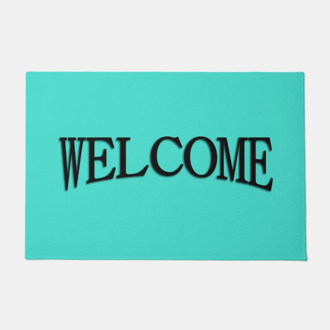 Solid Turquoise / Aqua Blue Welcome Mat (Front)