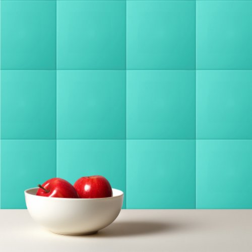 Solid turquoise aquamarine blue ceramic tile