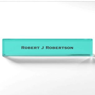 Solid Turquoise Blue Desk Name Plate