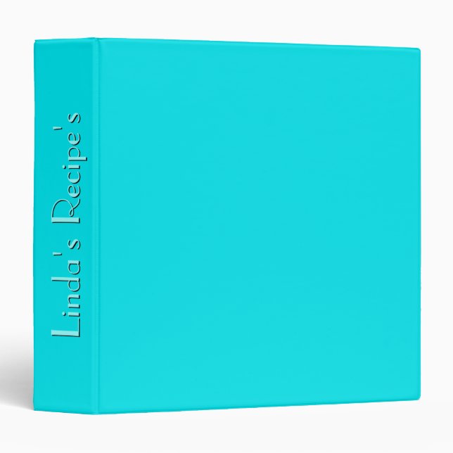 Solid Turquoise Blue Recipe Binder (Front/Spine)