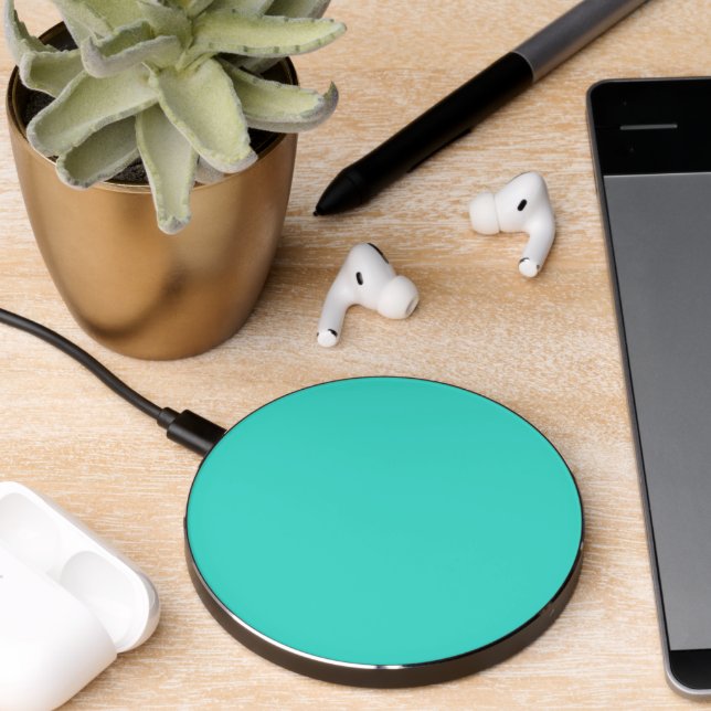 Solid Turquoise Blue Wireless Charger (Desk 2)