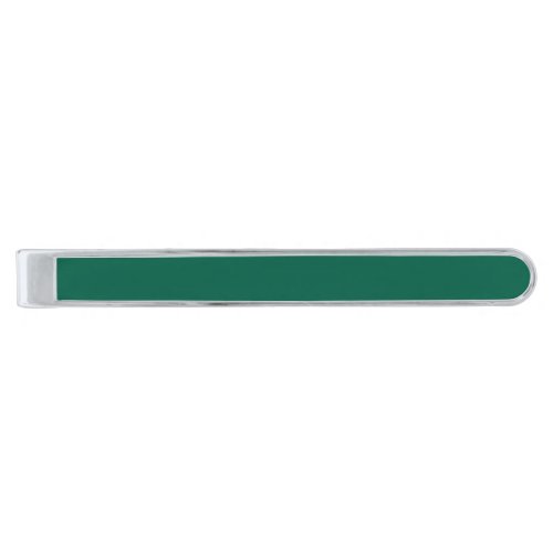 Solid viridian green silver finish tie bar