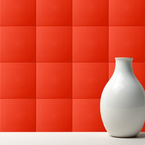 Solid vivid bright red ceramic tile