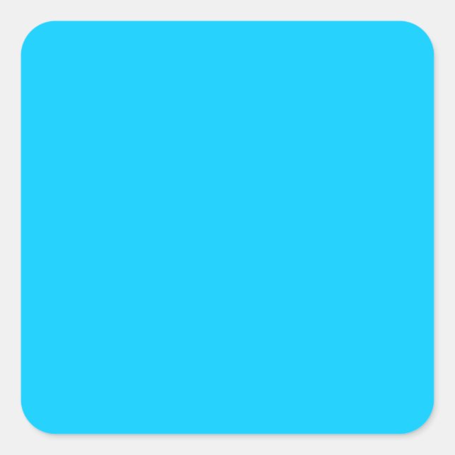 Solid Vivid Sky Blue Minimalist Plain Modern Square Sticker (Front)