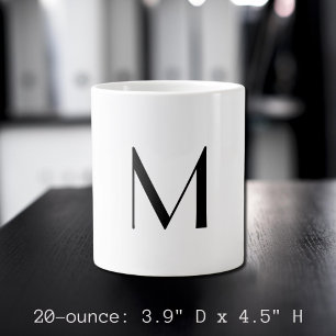  solid white - add  black monogram   giant coffee mug