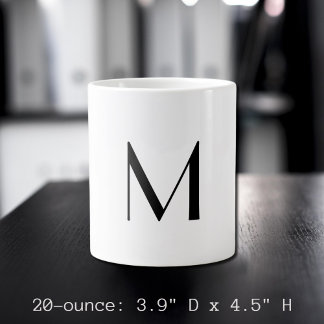  solid white - add  black monogram   giant coffee mug