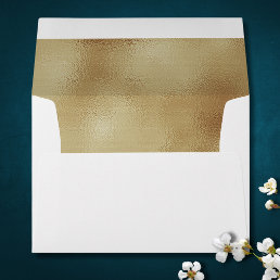 Solid White Faux Gold Foil Formal 5x7 Envelope