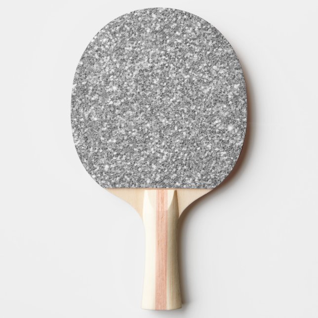 Solid White Glitter Texture Print Ping Pong Paddle (Front)