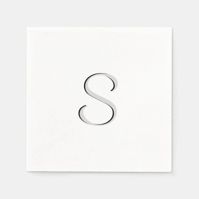 Solid White Initialized Paper Napkins (Front)