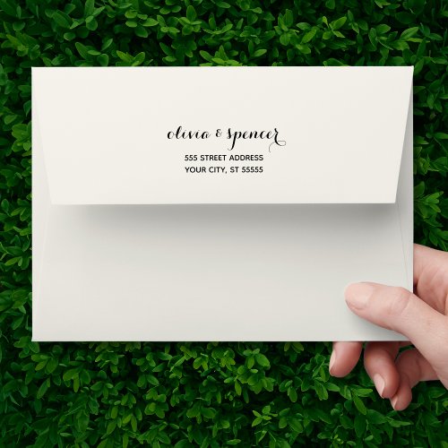 Solid White Script Elegant 5x7 Envelope