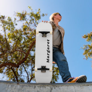 Solid White Skateboard with Your Name in Style
