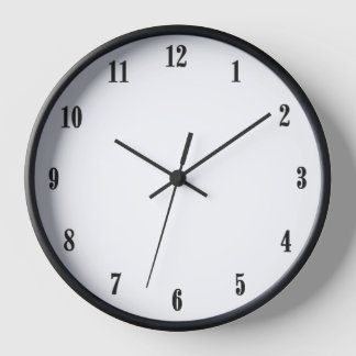 Solid White with Black Numbers Clock