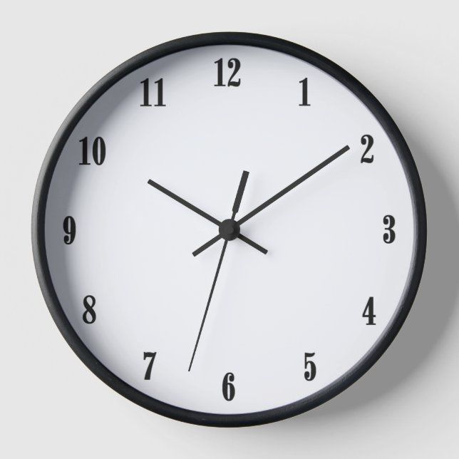 Solid White with Black Numbers Clock (Front)