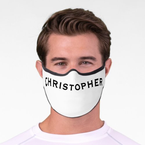 Solid White with Name Minimalist Premium Face Mask