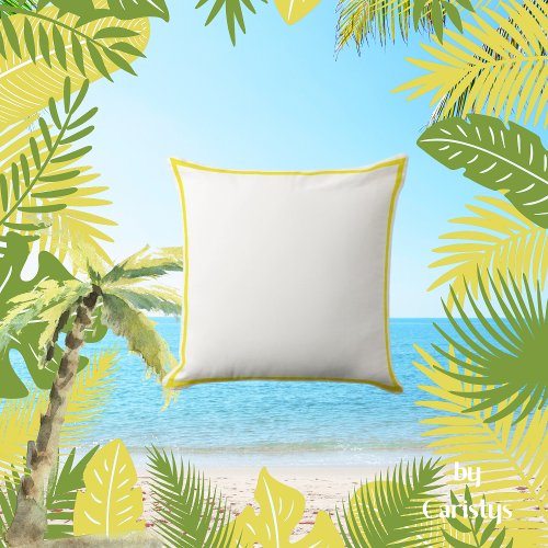 Solid White with Yellow  Reverse Solid Yellow Throw Pillow