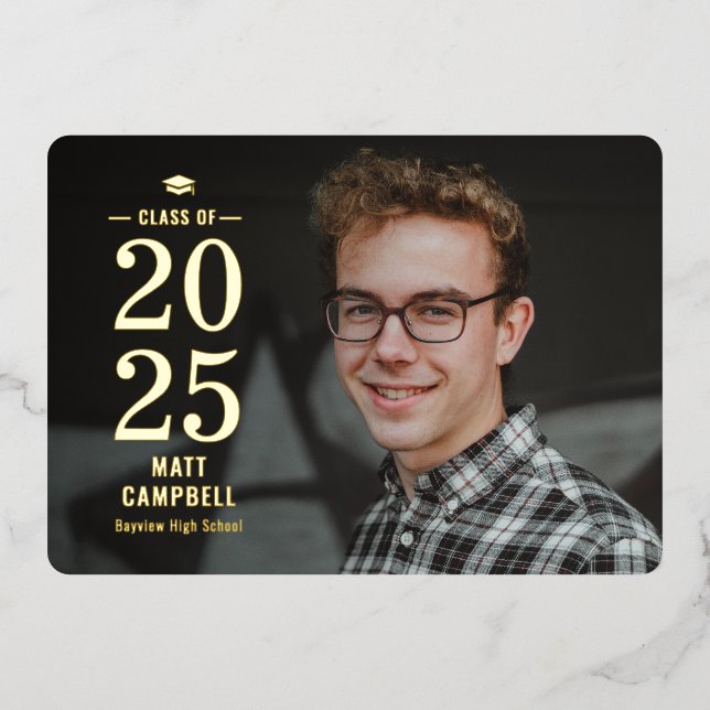 Solid Year Foil Graduation Invitation (Front)