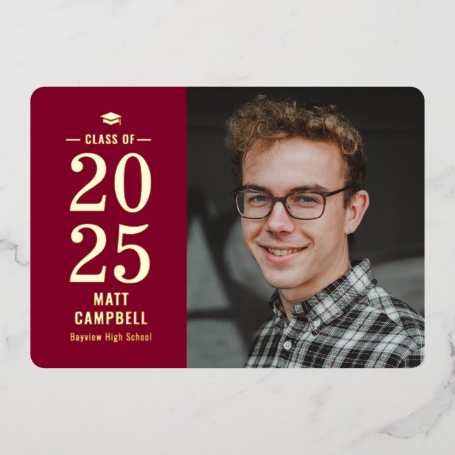 Solid Year Foil Graduation Invitation Foil Invitat Foil Invitation (Front)