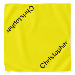 Solid Yellow and Black Personalized Name Bandana