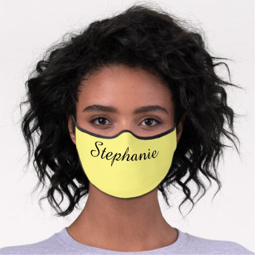 Solid Yellow and Name Minimalist Premium Face Mask