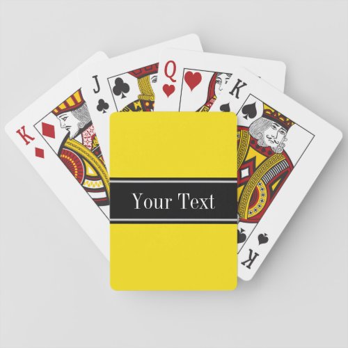 Solid Yellow Black Ribbon Name Monogram Playing Cards