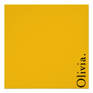 Solid Yellow Custom Name Modern Minimalist Wall Poster