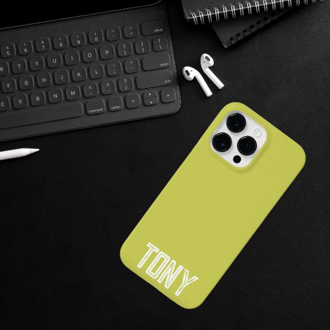 Solid Yellow Green Custom Name Monogram Case-Mate iPhone Case (Creator Uploaded)