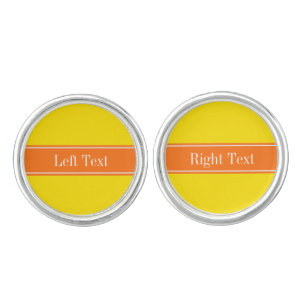 Solid Yellow, Pumpkin Orange Ribbon Name Monogram Cufflinks