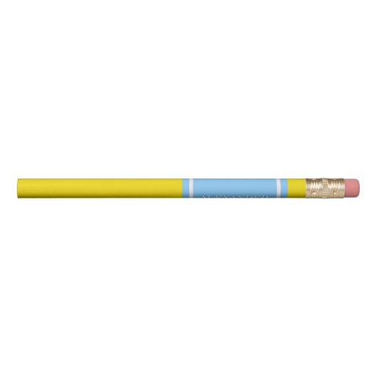 Solid Yellow, Sky Blue Ribbon Name Monogram Pencil (Rotated 270)