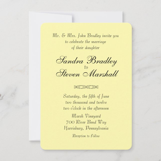 Solid Yellow Wedding Invitations (Front)