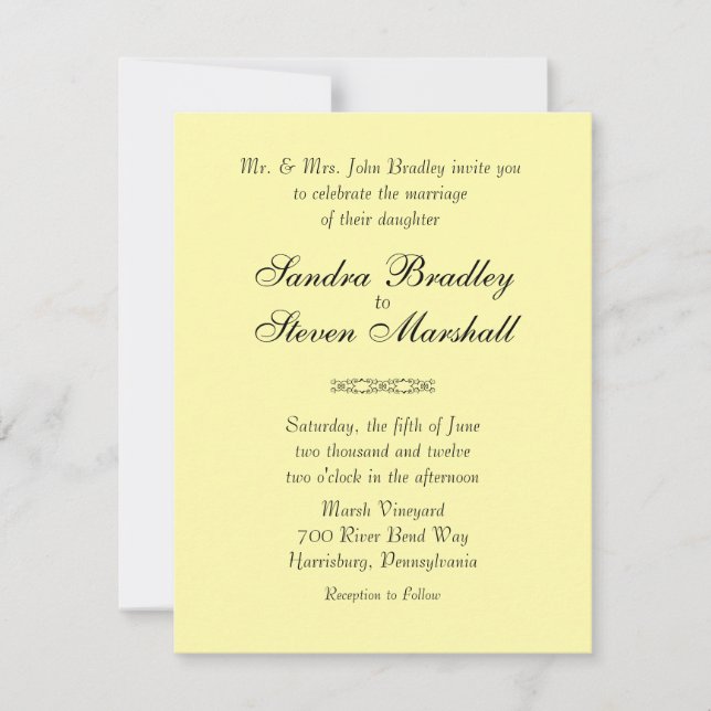 Solid Yellow Wedding Invitations (Front)