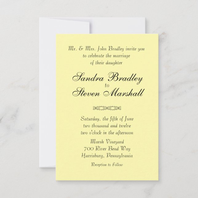 Solid Yellow Wedding Invitations (Front)