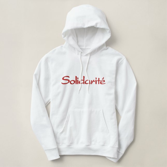 "Solidarité" Support for France Design Embroidered Hoodie (Design Front)