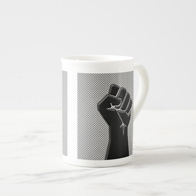 Solidarity Fist Carbon Fiber Decor Style Bone China Mug (Front Right)