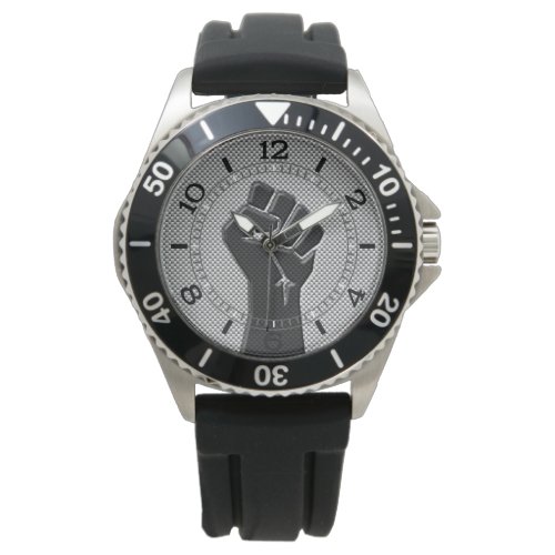 Solidarity Fist Carbon Fiber Decor Style Dial Watch