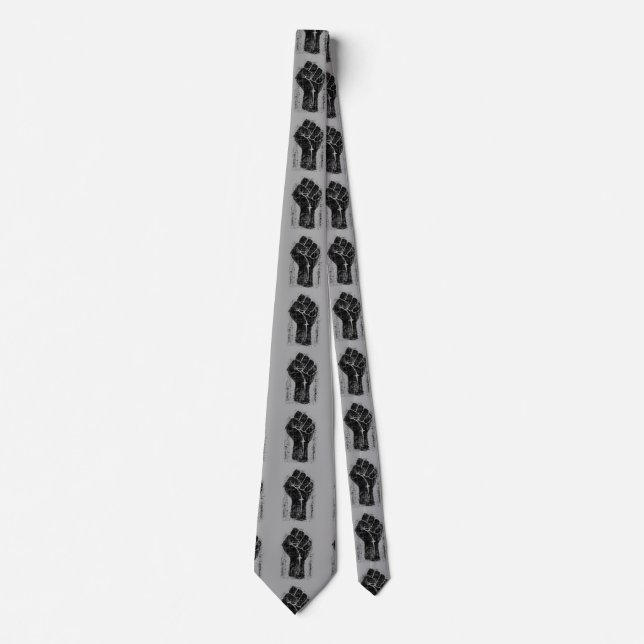 Solidarity Fist Grunge Distressed Style Neck Tie (Front)