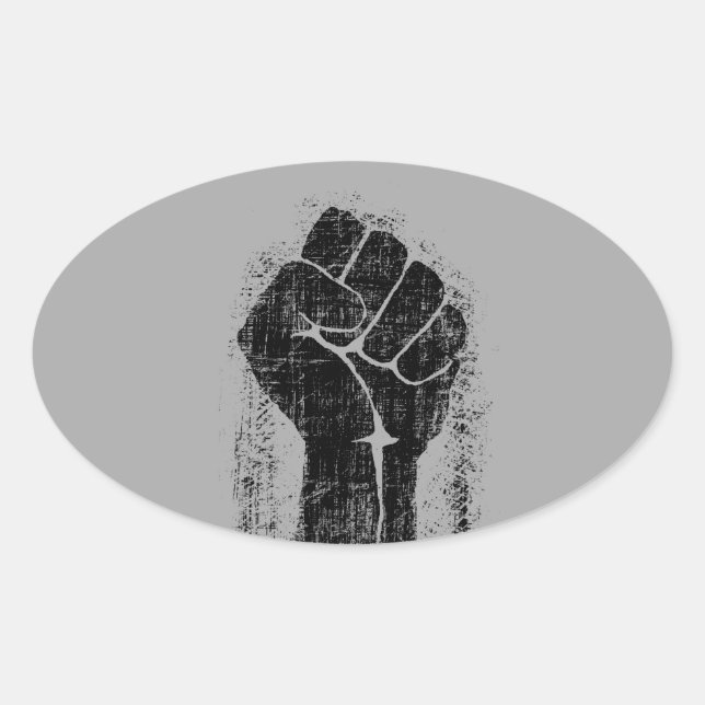 Solidarity Fist Grunge Distressed Style Oval Sticker (Front)