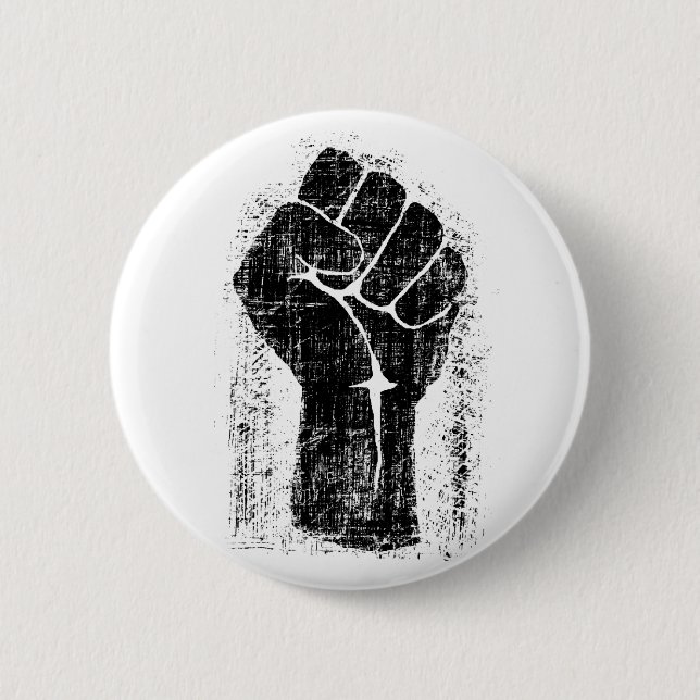 Solidarity Fist Grunge Distressed Style Pinback Button (Front)