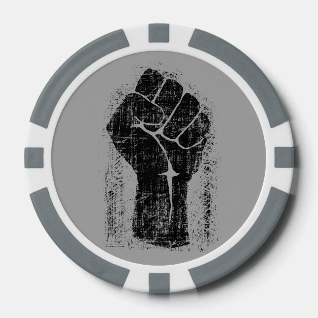 Solidarity Fist Grunge Distressed Style Poker Chips (Front)