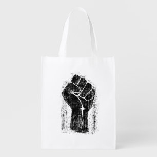 Solidarity Fist Grunge Distressed Style Reusable Grocery Bag