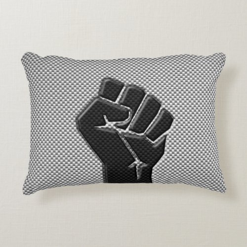 Solidarity Fist in Carbon Fiber Decor Accent Pillow
